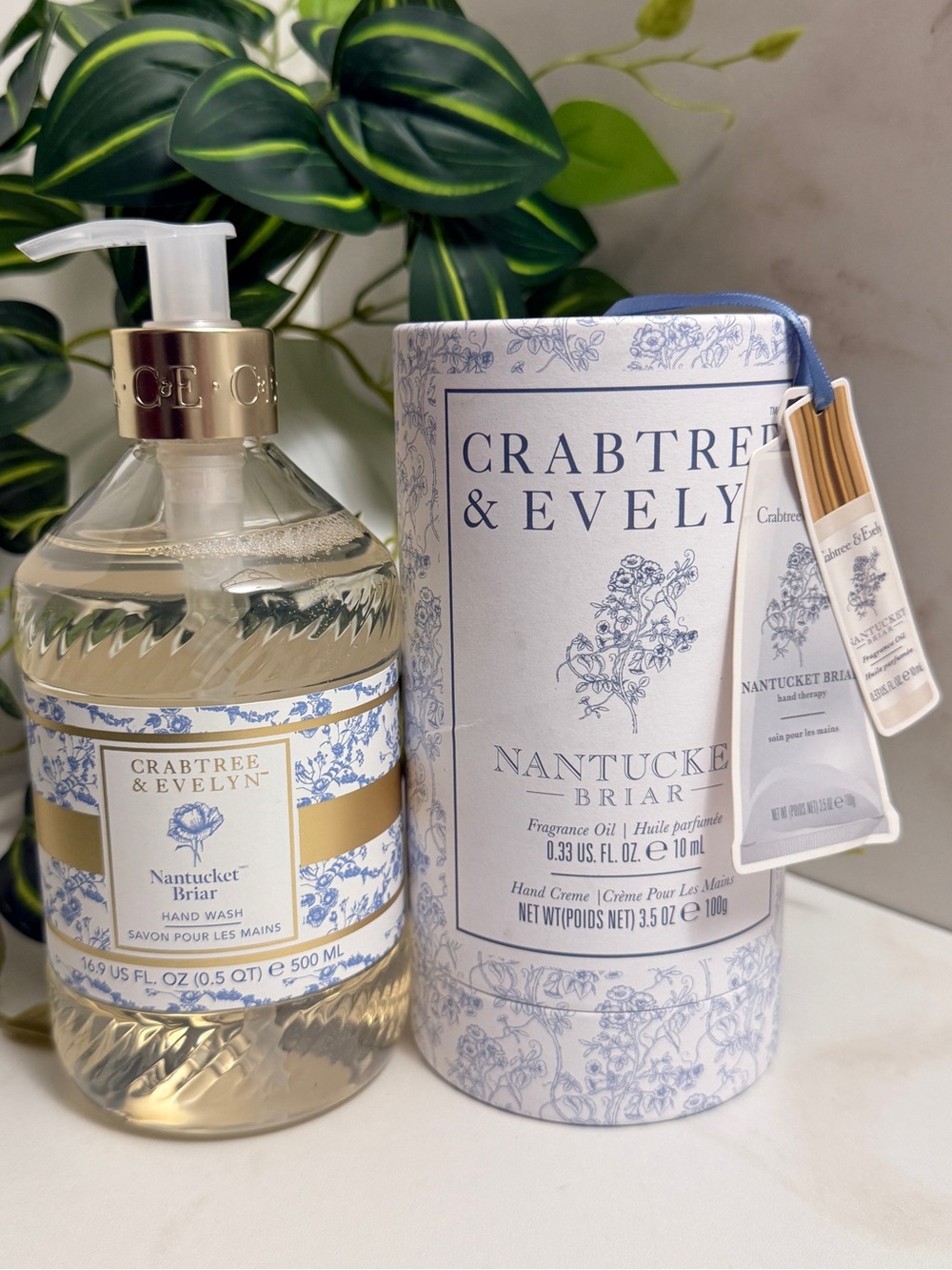 Crabtree & Evelyn Nantucket Briar Hand Wash & Cream Set - Blue, Gold, White
